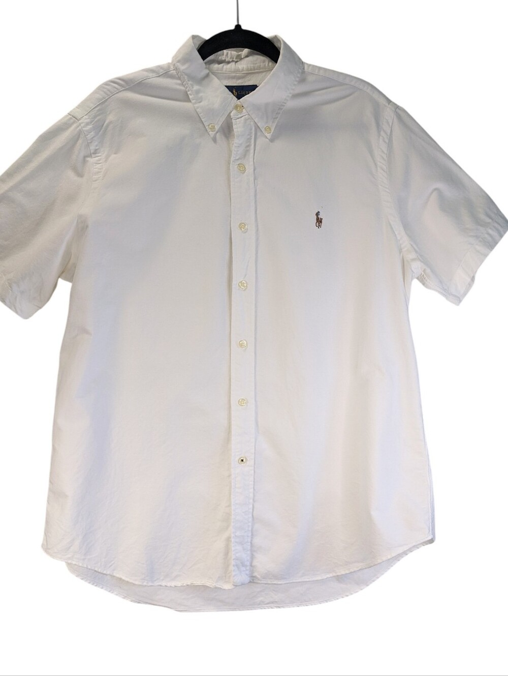 Polo by Ralph Lauren White Short-Sleeve Button-Down Shirt Embroidered Pony L